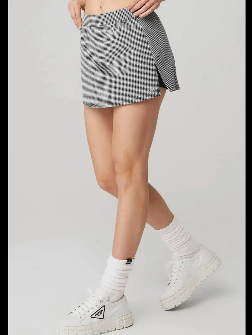 Alo Micro Houndstooth Tennis Skirt Build-in Shorts Pickleball Running